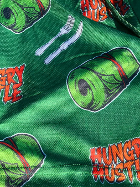 Green Goblin Hungry Hustle Money Graphic Shorts