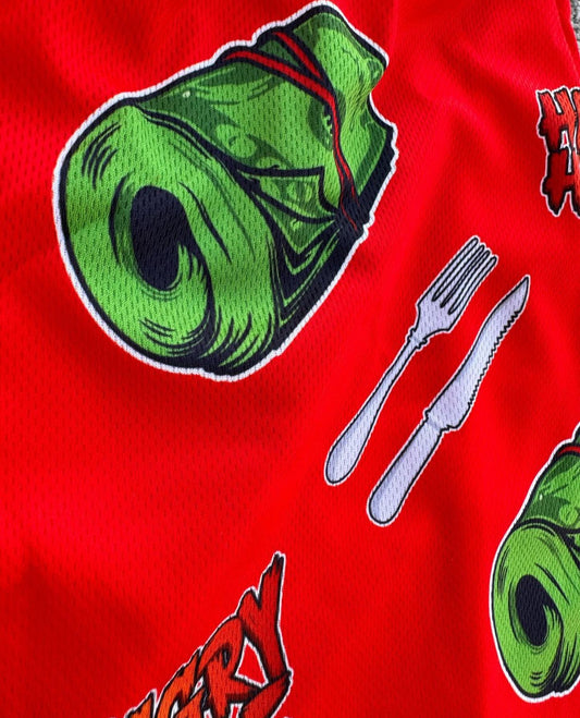 Crimson Hungry Hustle Money Graphic Shorts